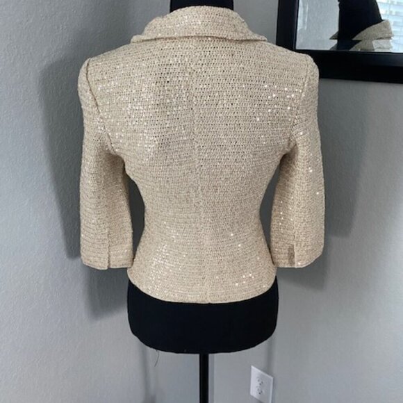 NWT Elie Tahari Reva Gold Sequin Sparkly Jacket Blazer XS - Picture 6 of 15